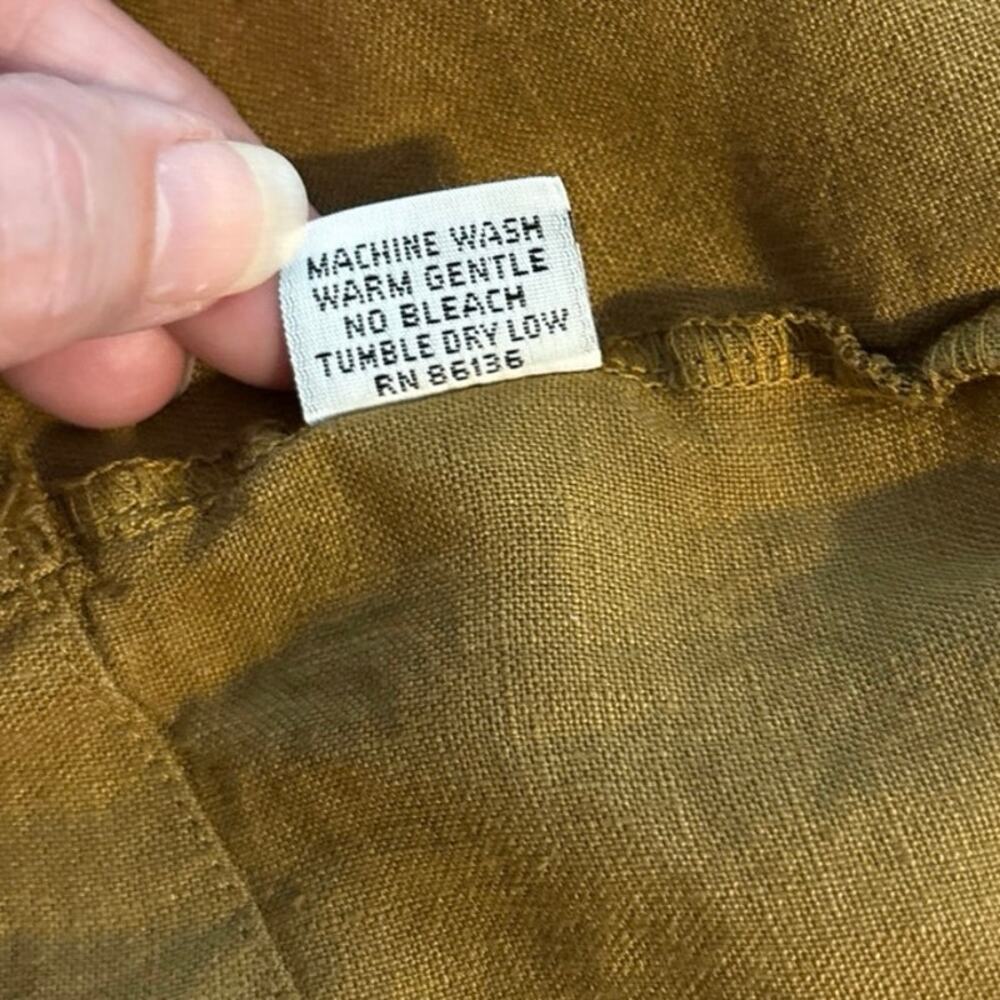 Bryn Walker Size M 100% Linen Midi Dress Chartreuse Lagenlook Made in USA - Picture 7 of 7